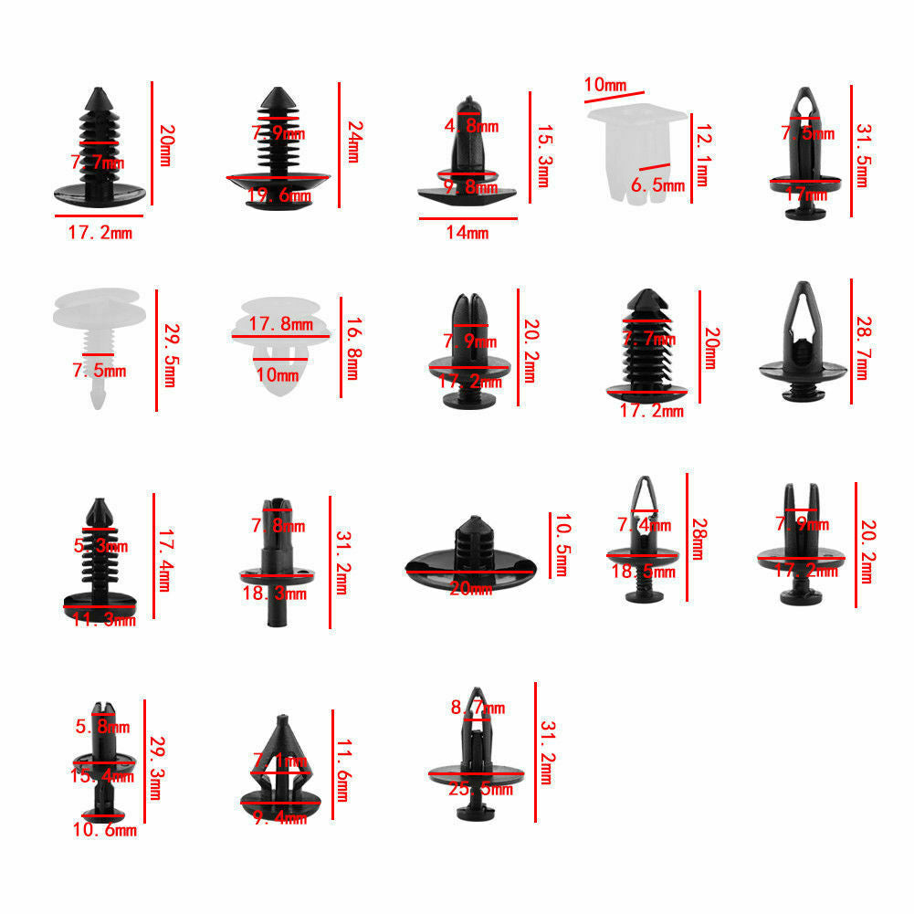 415stk 18 Size Car Push Type Retainer Panel Bumper Fastener Trim Clip Universal