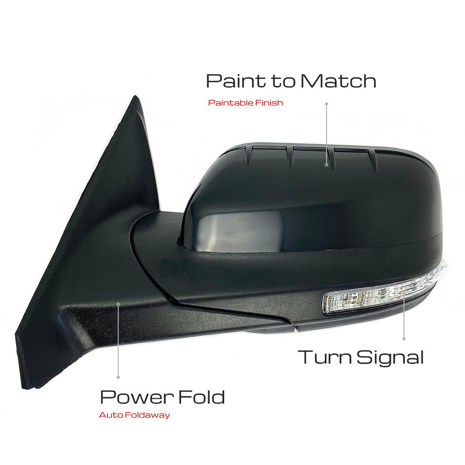 Driver's side mirror compatible with 2011-15 for Ford Explorer with blind spot power folding 11-pin.