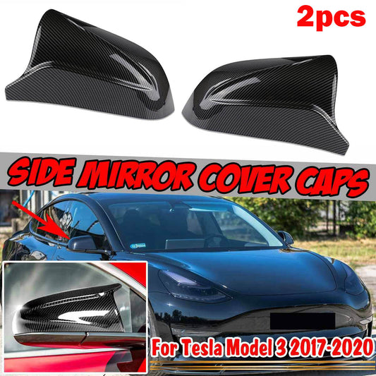 Two carbon fiber side mirror covers for Tesla Model 3 (17-20)
