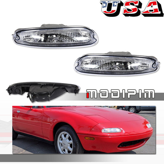 Suitable for 90-97 for Mazda MX-5 Miata, transparent/chrome front bumper turn signal light 2-piece set