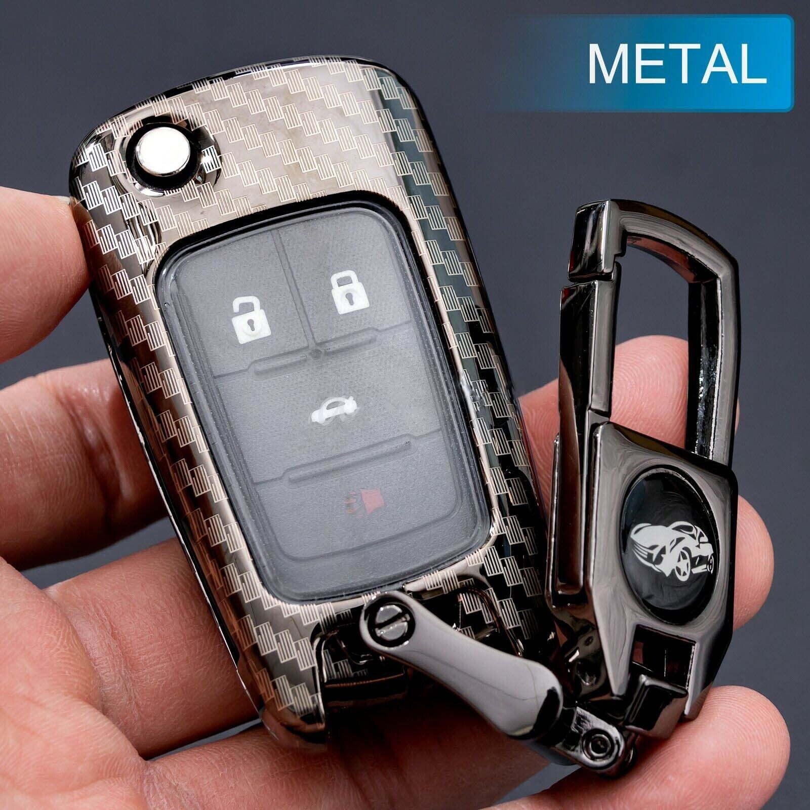 Carbon Fiber Metal Key Fob Cover Ring for Chevy for Cruze Impala Equinox Trax for Buick