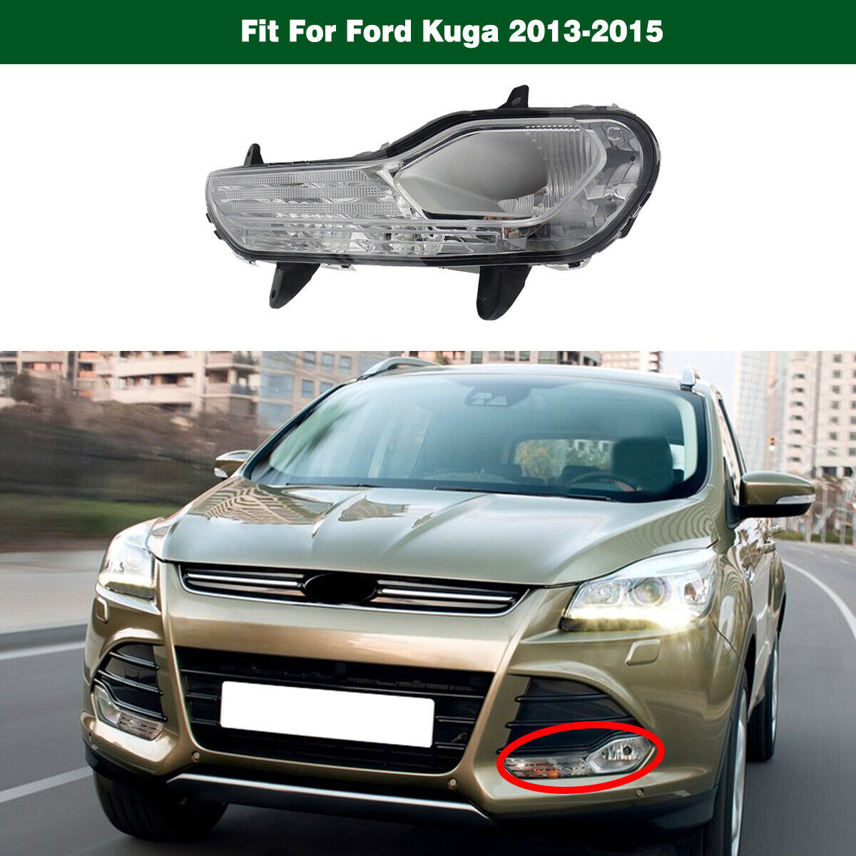 1Pcs Left Clear Front Fog Light Bumper Driving Lamp for Ford Escape 2013-2016