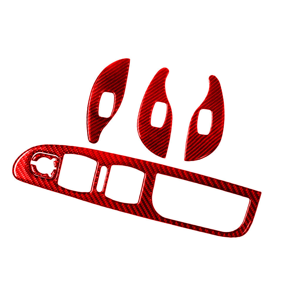 5Pcs Red Carbon Fiber Door Glass Lift Panel Trim for Volkswagen for Passat 2006-2011