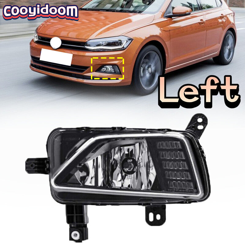 Left Front bumper Fog Light LED Black Lamp for Volkswagen for VW Polo 2018-2021