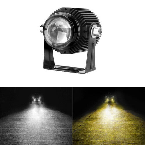 Motorcycle LED Dual Color High Low Beam Headlight Spotlight Fit For Universal