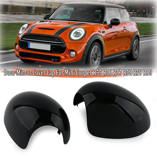 2x Door Wing Mirrors Cover Cap for Mini Cooper R55 R56 R57 R58 R60 Gloss Black