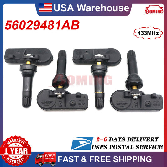 TPMS Tire Pressure Sensor Monitoring 4-Piece 433MHz for Dodge for Ram for Jeep 56029481AB