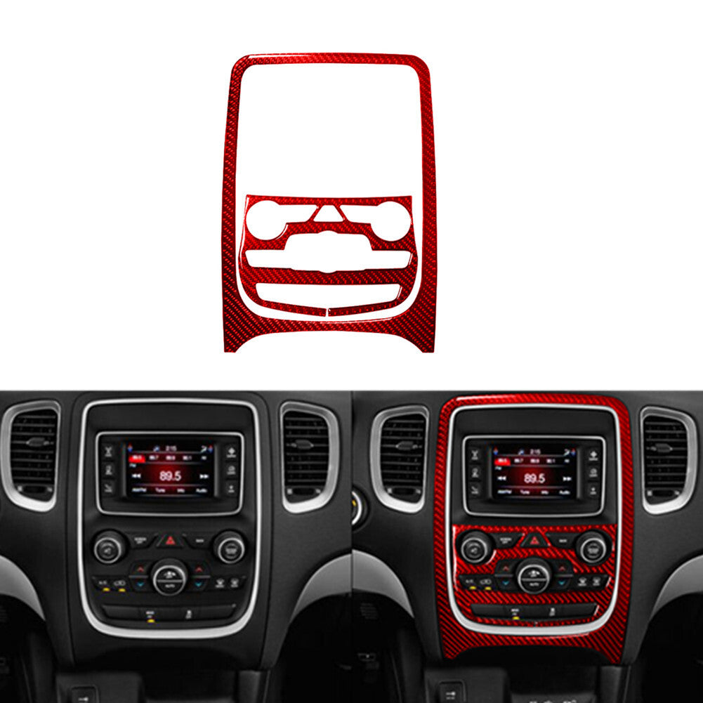 Red Carbon Fiber Central Console Panel Frame Trim for Dodge Durango 14-20 Type A