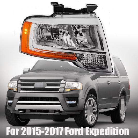 Passenger Right Chrome Headlight For 2015-2017 for Ford Expedition 15-17 Headlight