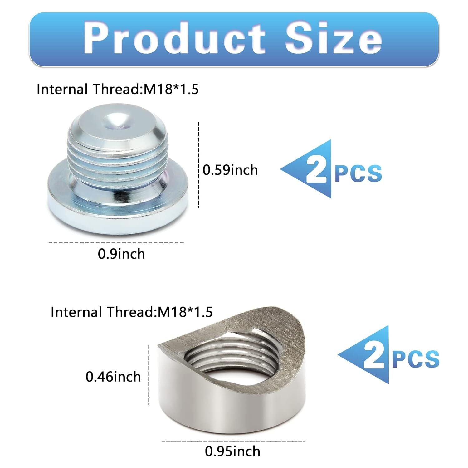 M18X1.5 Bung and Plug Recessed Style 2 Bungs/2 Plug Recessed Accessories Bungs