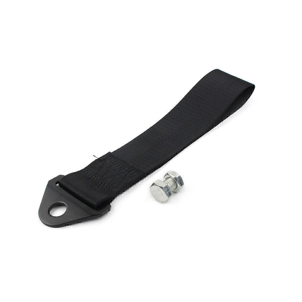 Black Racing Tow Towing Strap Belts Rope Rally Hook Universal Rear/Front Bumper