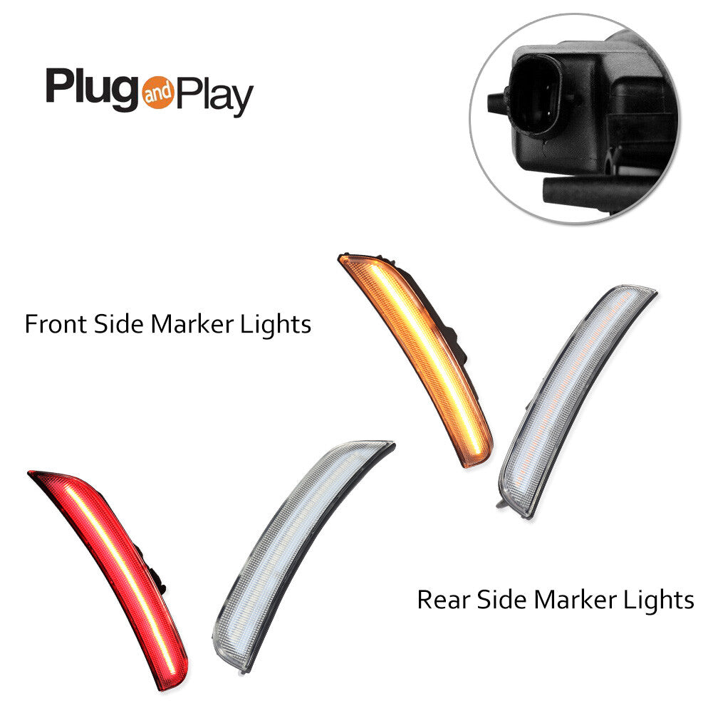 Suitable for Chrysler 300 300C 2015-up Clear front amber rear red LED side marker lights
