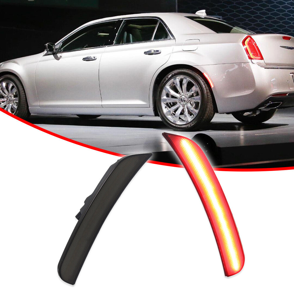 Smoked lens with red LED rear marker lights applicable to 2015-2023 for Chrysler 300 300C