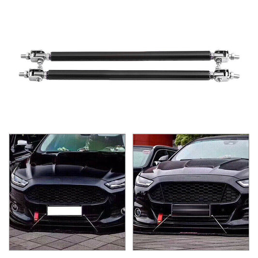 20cm Adjustable Front Bumper Lip Splitter Strut Rod Tie Support Bar Black