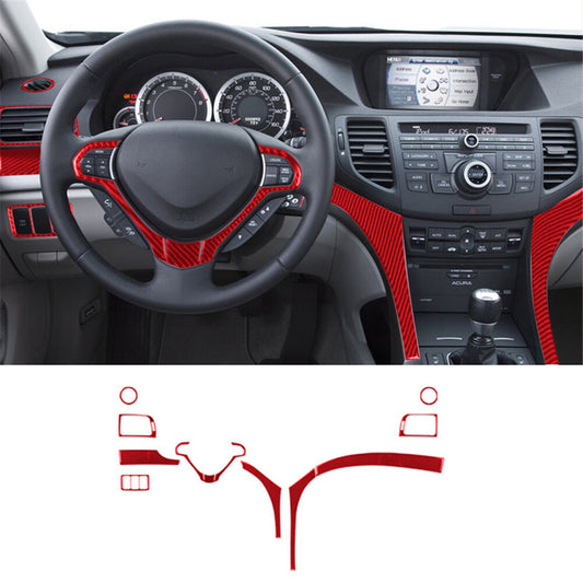 10X Red Carbon Fiber Instrument Dashboard Kit Cover Trim for Acura TSX 2009-2014