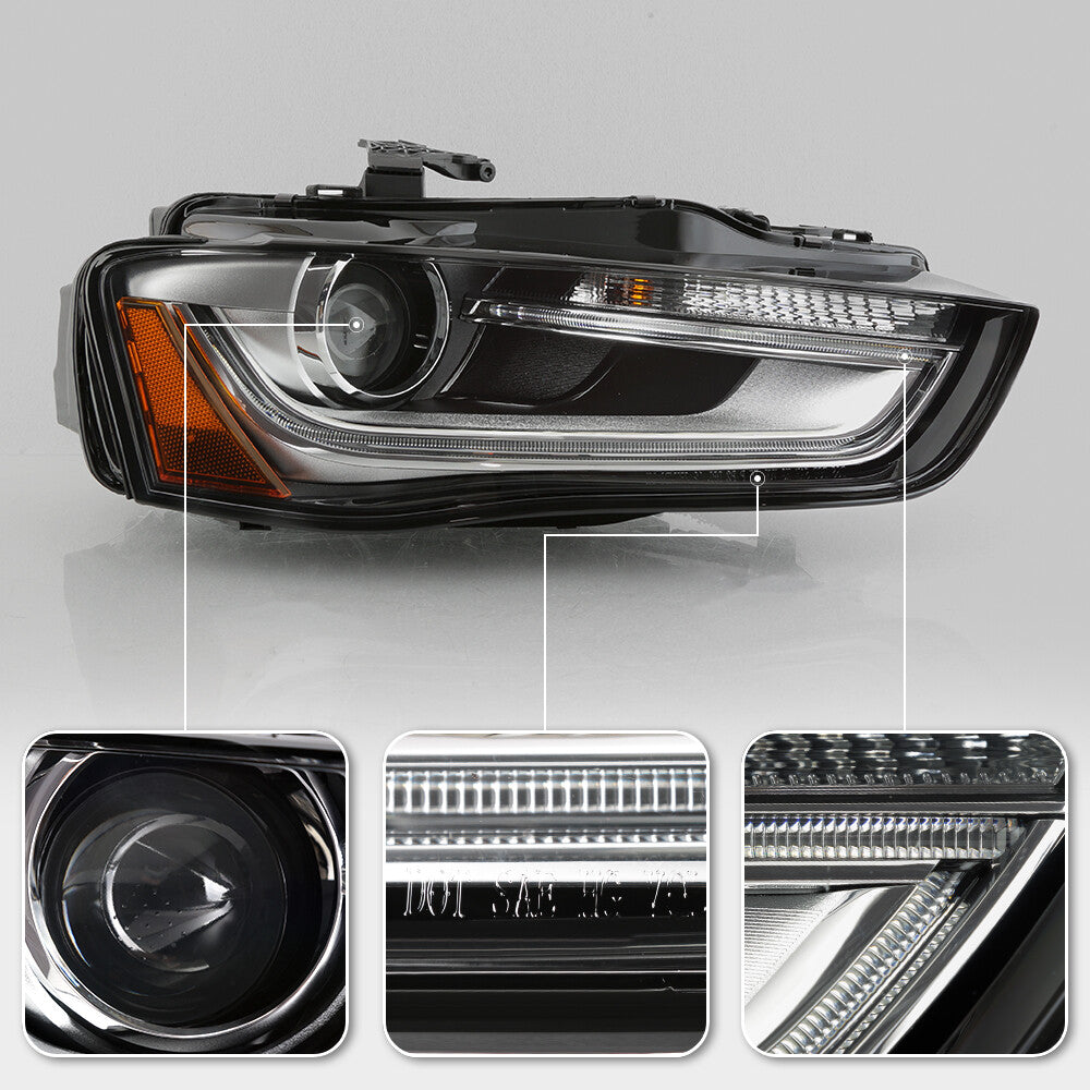 The passenger-side headlights are suitable for 13-16 for Audi for A4 HID/xenon non-AFS projector headlights.