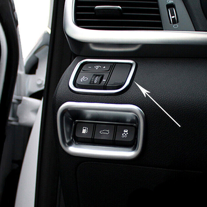 Headlight Button Frame Cover Trim Fit for Kia K5 Optima Pro 16-20 Silver Steel