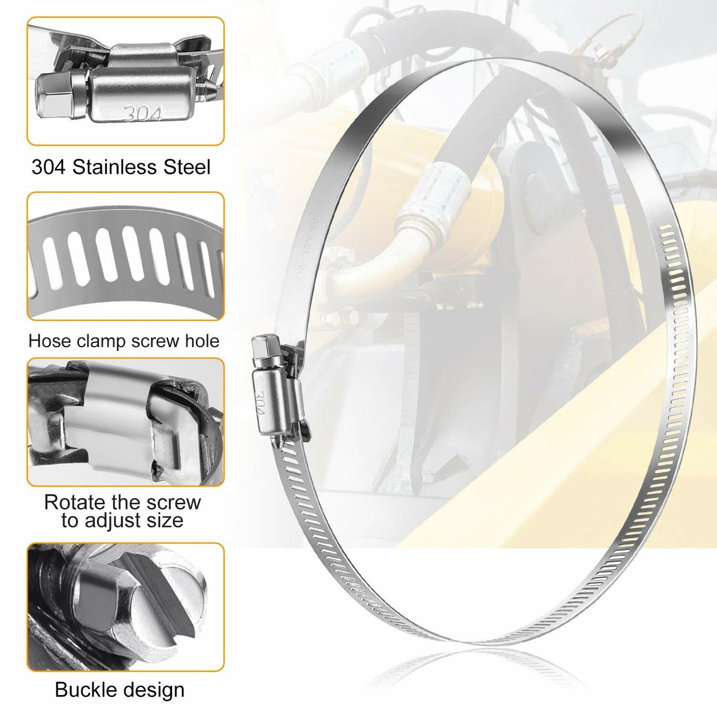6-inch screw worm drive hose clamp 304 stainless steel hose ring clamp