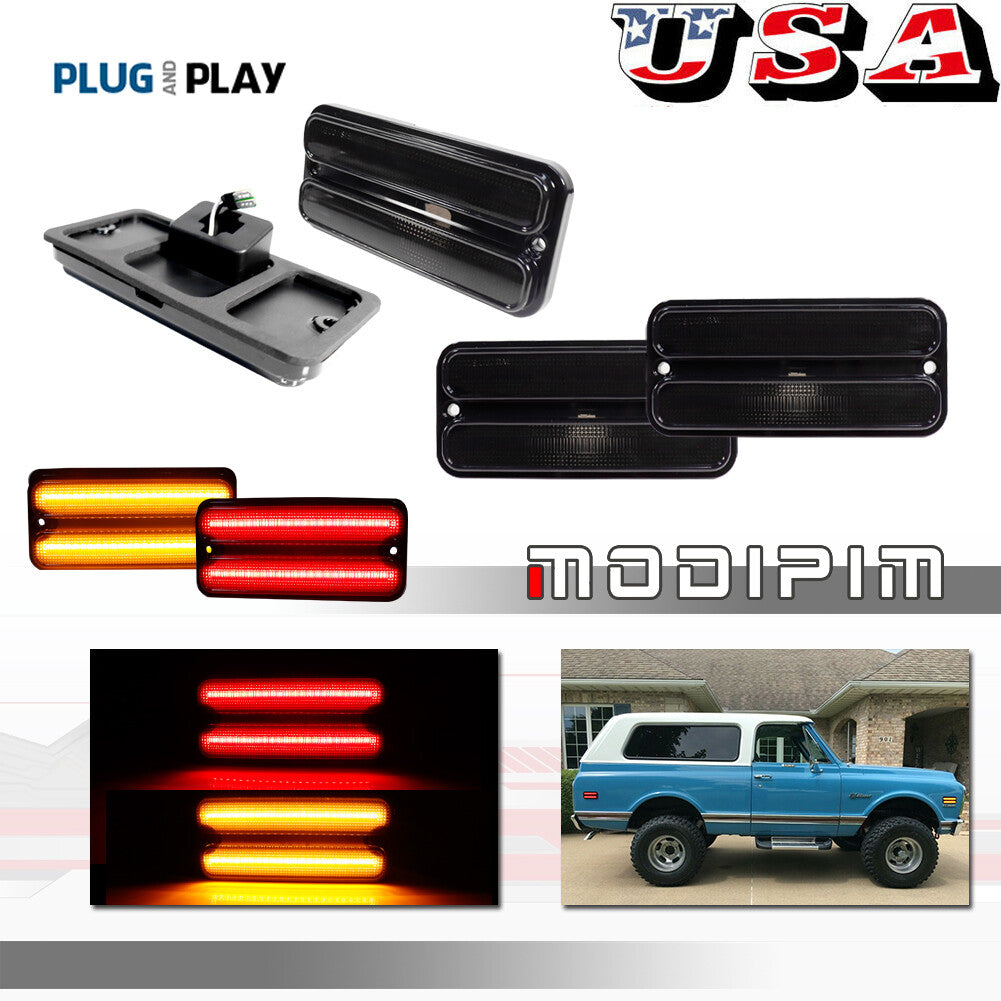 Suitable for 1968-1972 for Chevrolet for GMC trucks - Smoke Lens Front and Rear Side Marker Signal Light Kit