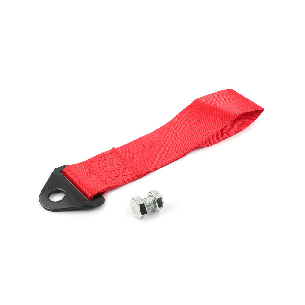 Red Racing Car Tow Towing Strap Belt Rope Rally Hook Universal Rear/Front Bumper