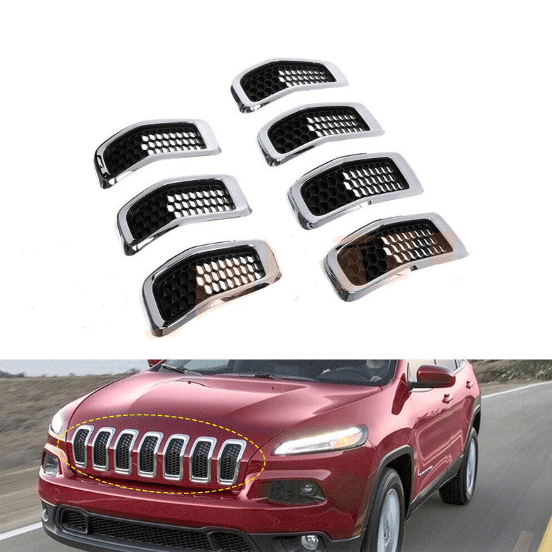 7-piece chrome radiator grille cover insert trim for Jeep Cherokee 14-18 68138335AB