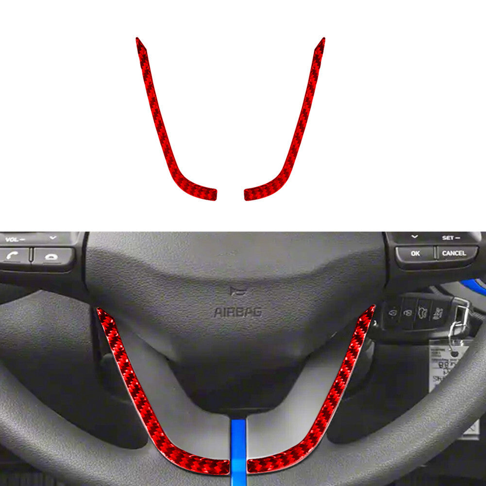2X Red Carbon Fiber Steering wheel Cover Trim for Hyundai for Veloster JS 2019-2022