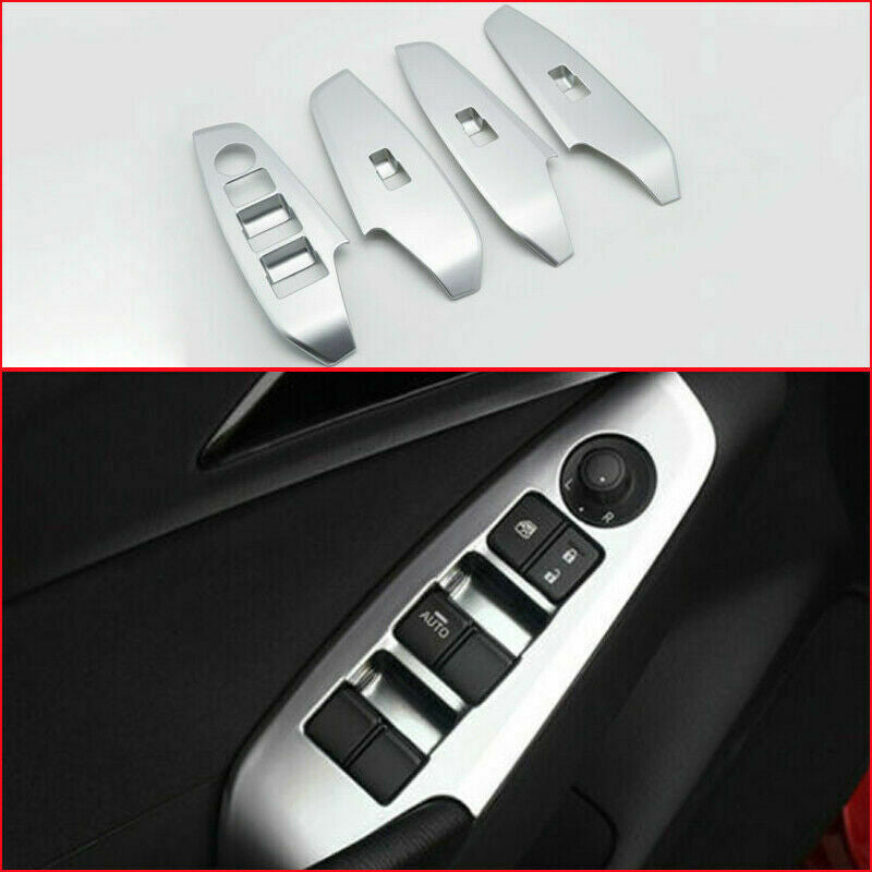 4PCS for Mazda 3 Axela 2014-2018 ABS Silver Window Lift Panel Switch Cover Trim