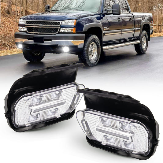 Suitable for 03-06 for Chevrolet Silverado avalanche bumper with new LED fog lights and driving lights.