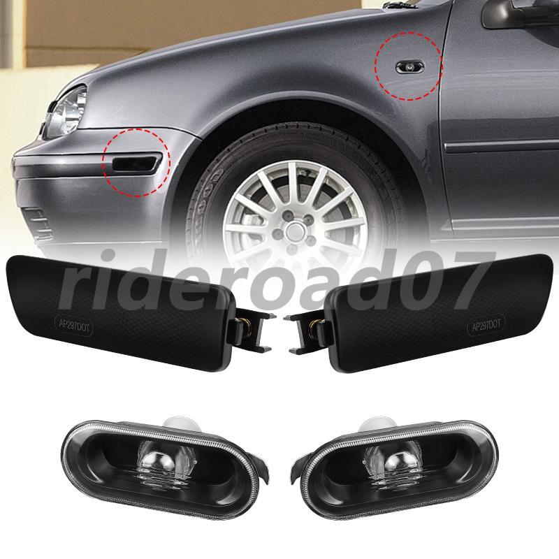 4PCS Smoke Bumper+Fender Side Marker Lights for VW for Jetta for Golf 1999-2005