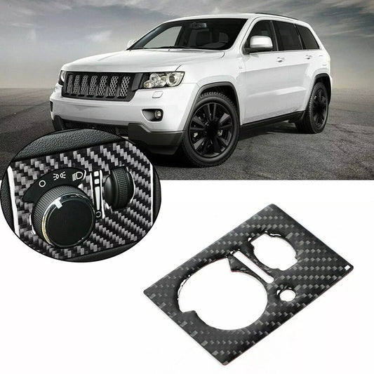 Carbon Fiber Front Headlight Switch Decor Cover Trim for Jeep 2011-2020