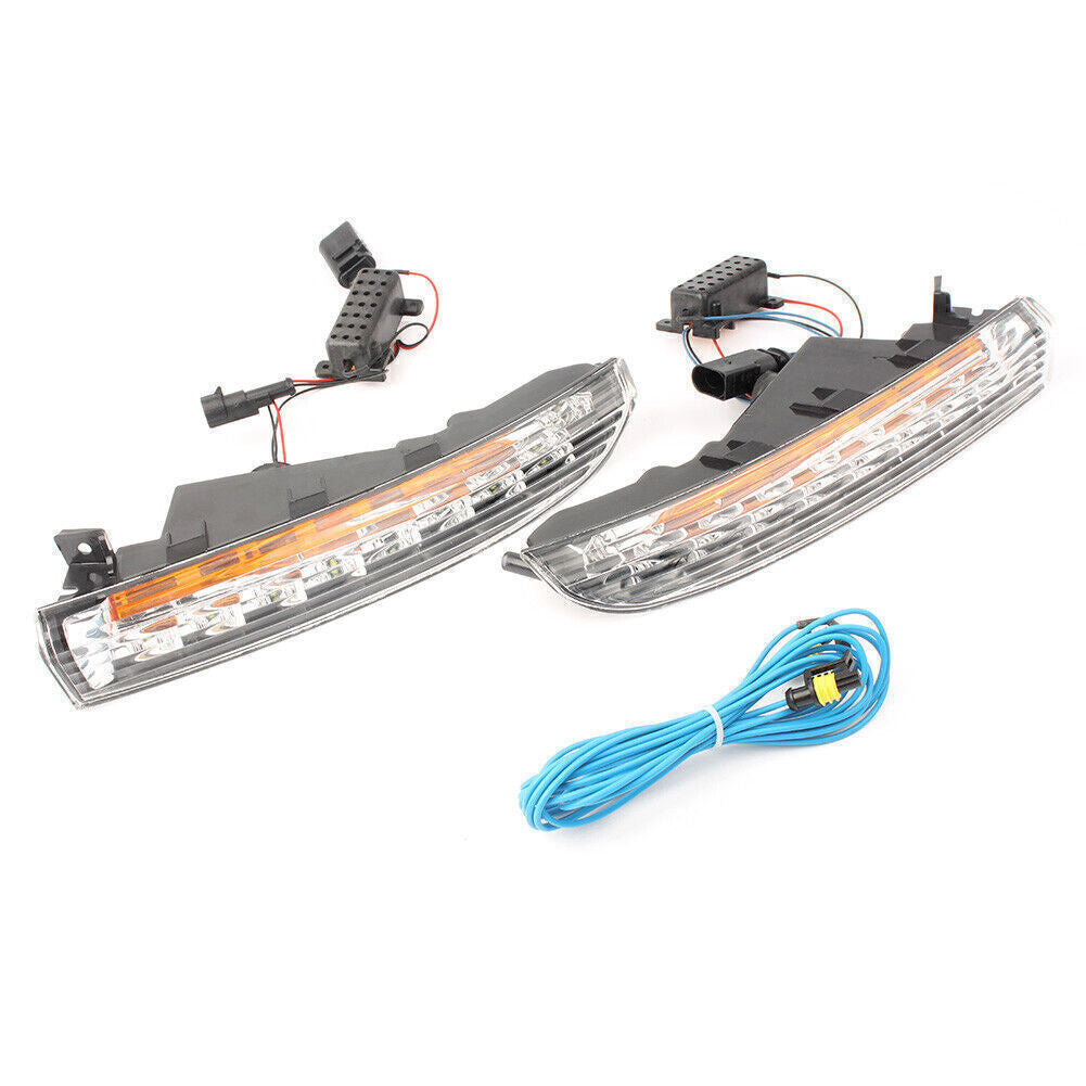 for VW for Passat CC 09-12 White/Amber Switchback LED Daytime Running Light Fog Lamp