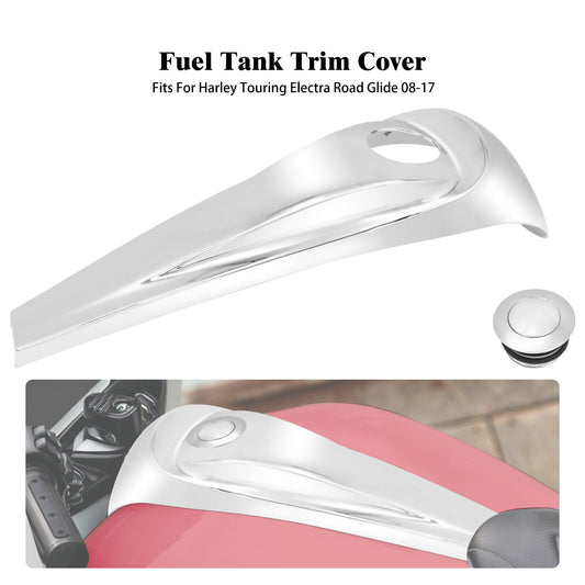 Chrome Dash Fuel Console +Gas Tank Cap Cover for Harley Electra Road Glide 08-23