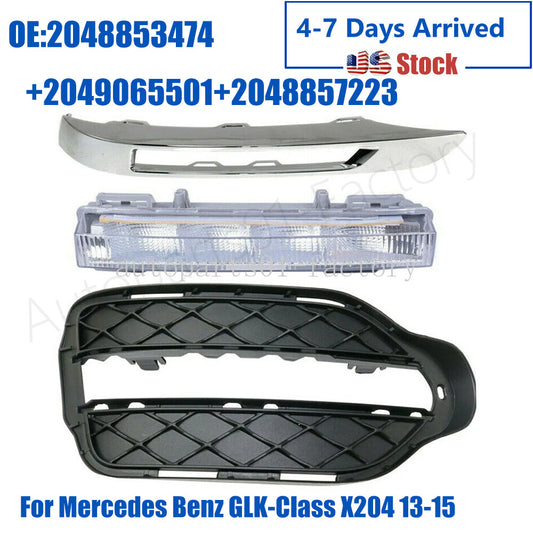 3pcsFront Grille Daytime Running Light Cover for Mercedes GLK-Class X204 2013-15