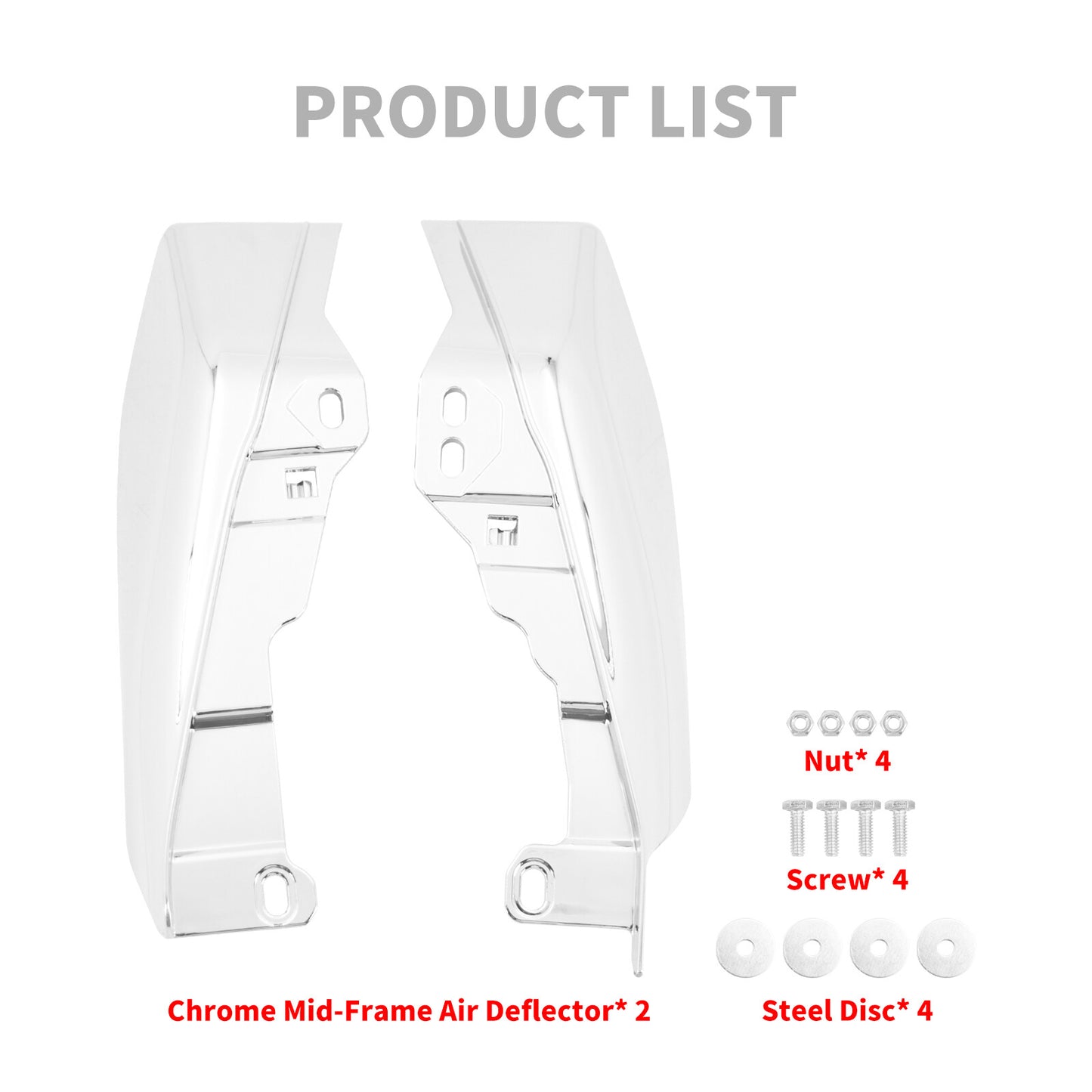 Chrome Mid-Frame Air Heat Deflectors for Harley Touring Electra Road Glide 17-23
