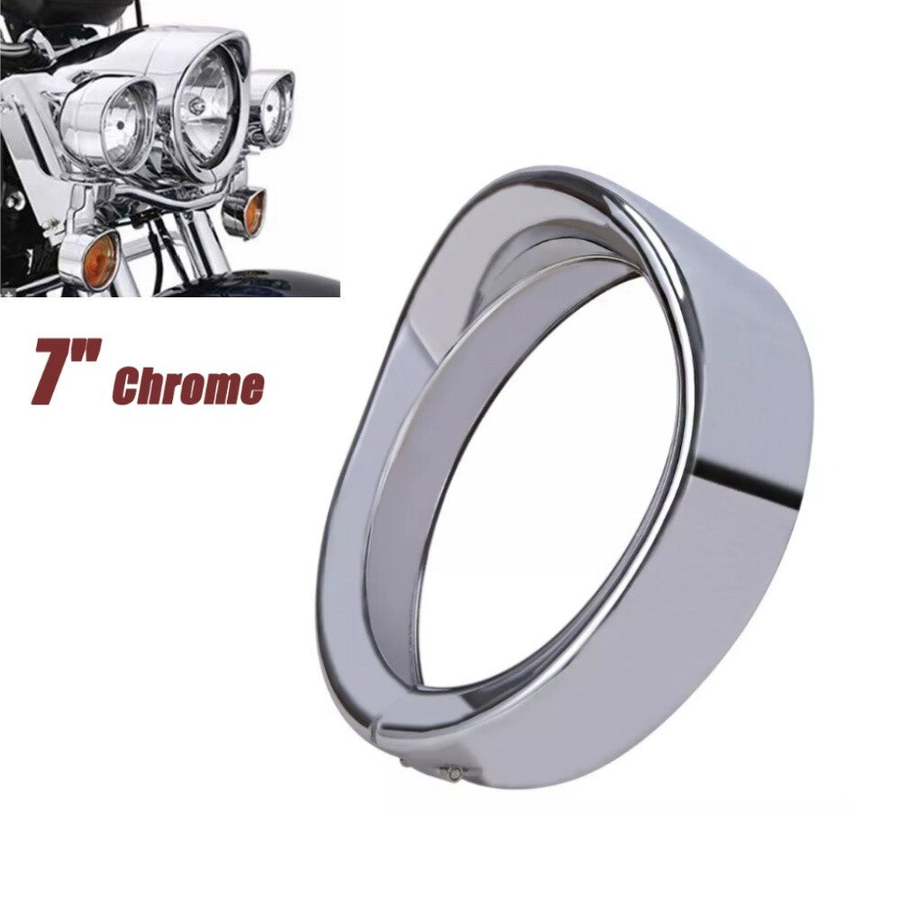 Chrome 7 Headlight Trim Ring Guard Cover Bezel for Harley Touring Street Glide