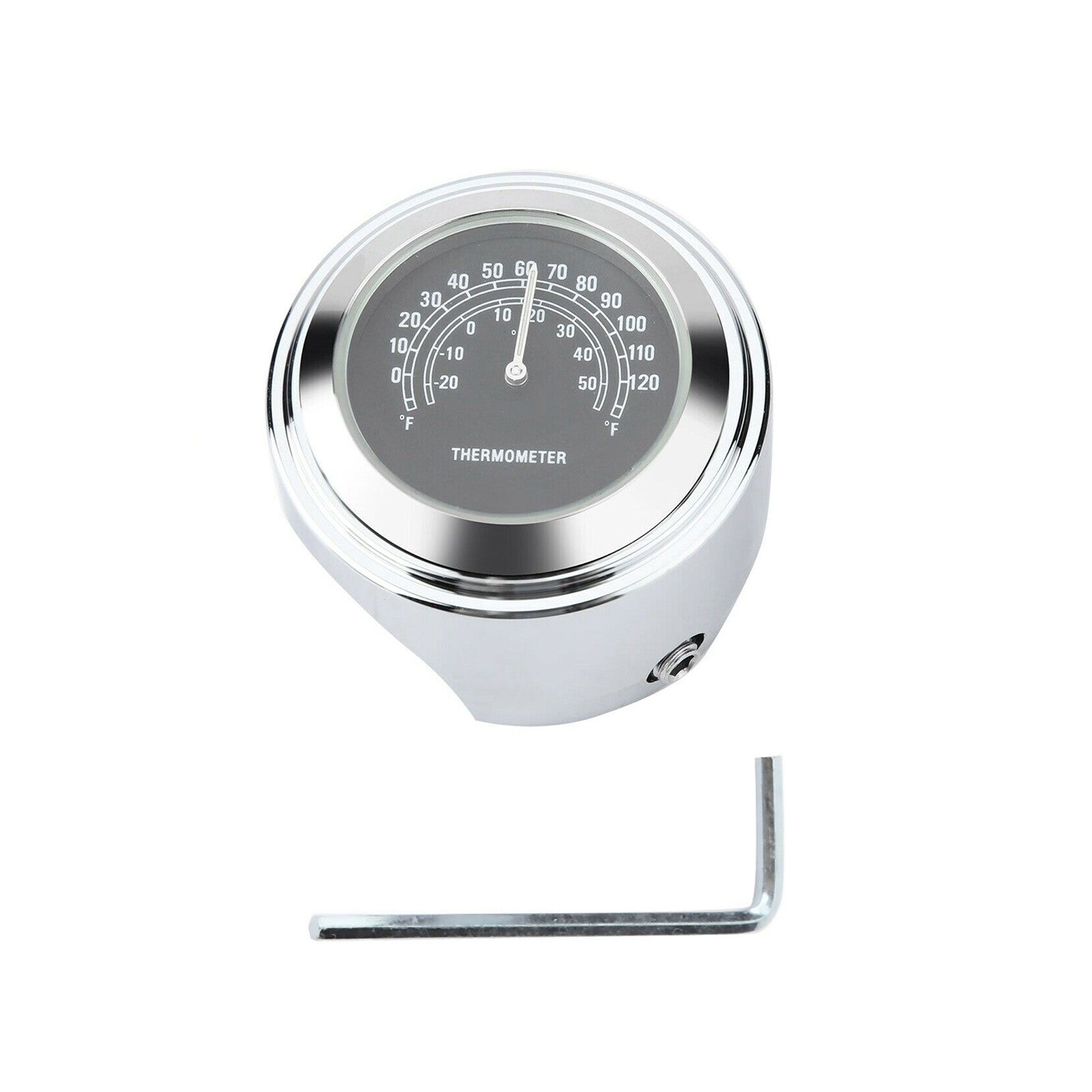 Universal Replace Motorcycle Front Chrome Waterproof Handlebar Mount Thermometer