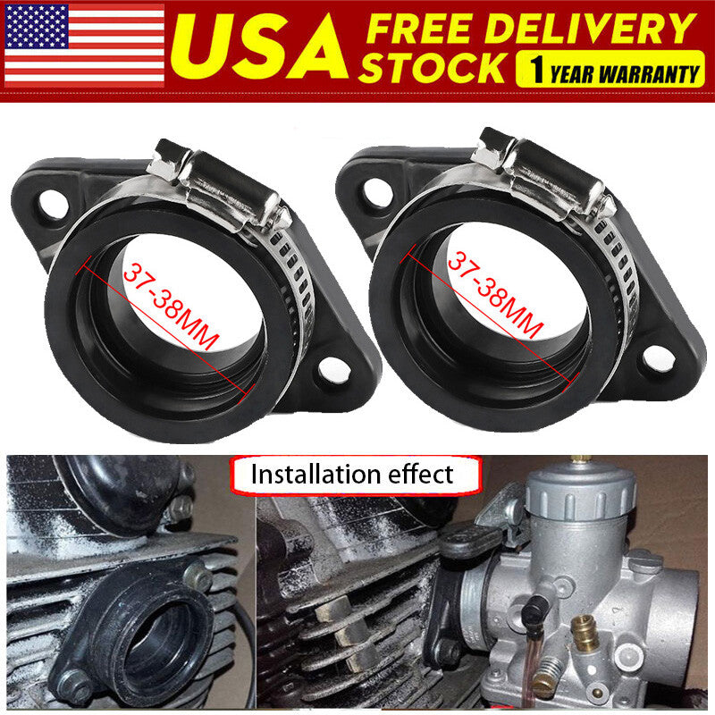 2pc Flange Adapter Carb Manifold Boot For PWK 32-34mm Carburetor Manifold Intake
