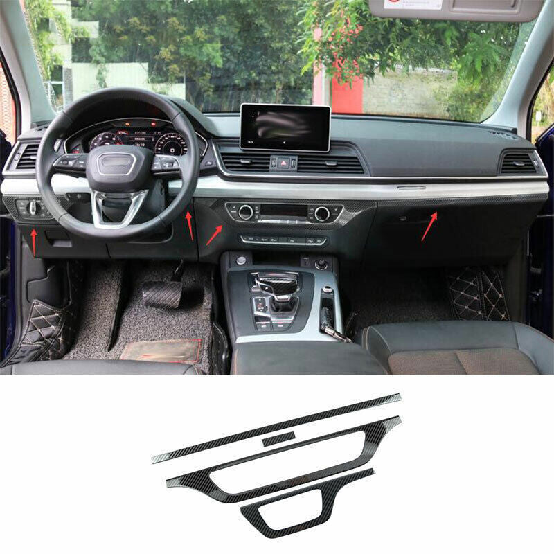 for Audi Q5 2018-24 Carbon Fiber Look Central Console Dashboard Panel Strip Trim