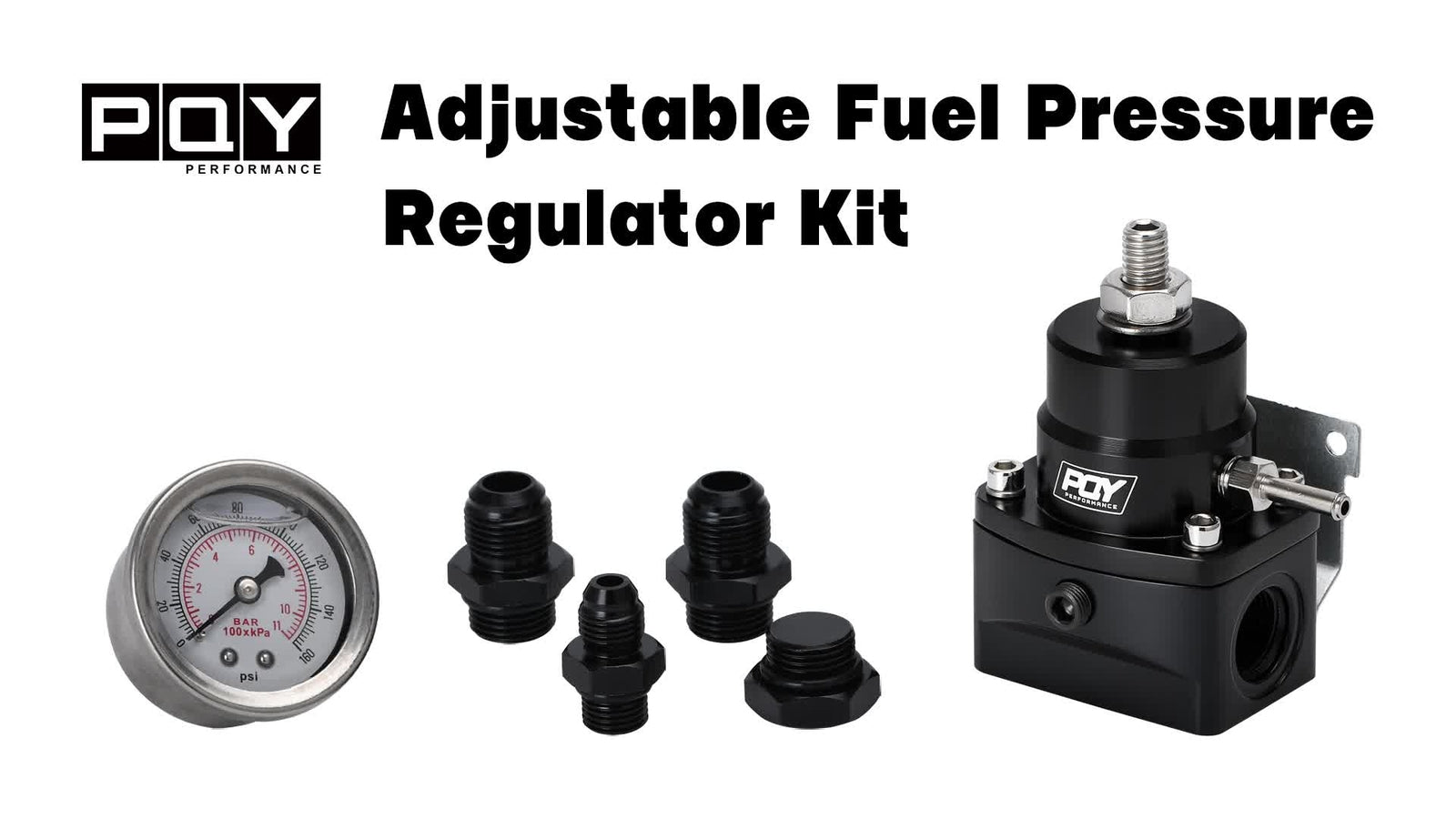 Adjustable Fuel Inject Pressure Regulator FPR W/ Gauge AN6 AN8 1/8''NPT EFI Kit