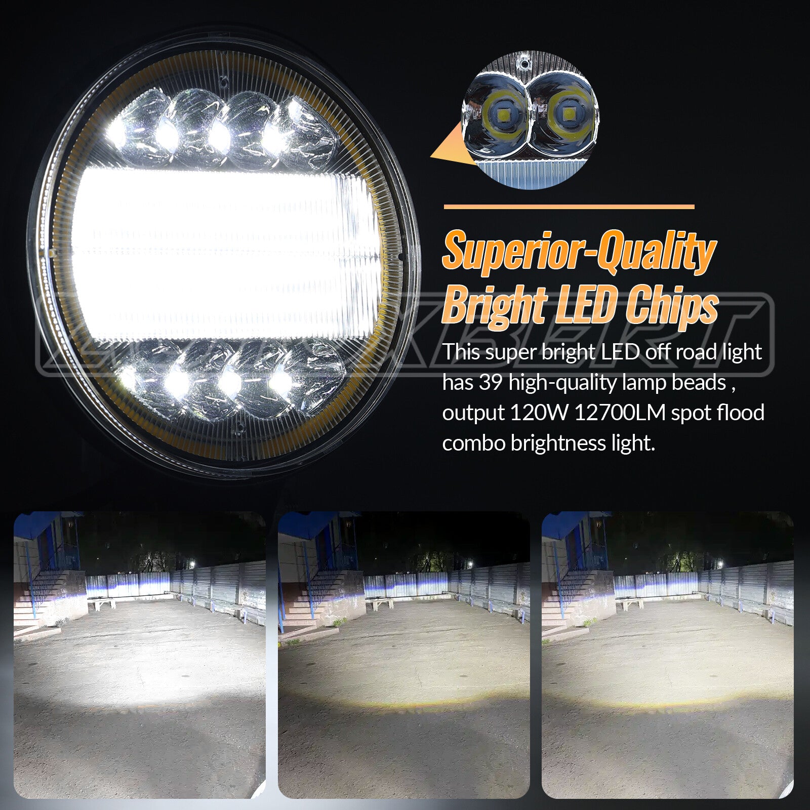 2PCS Round LED Pods Driving Lights Bar with White Light Combo Beam Off Road SUV