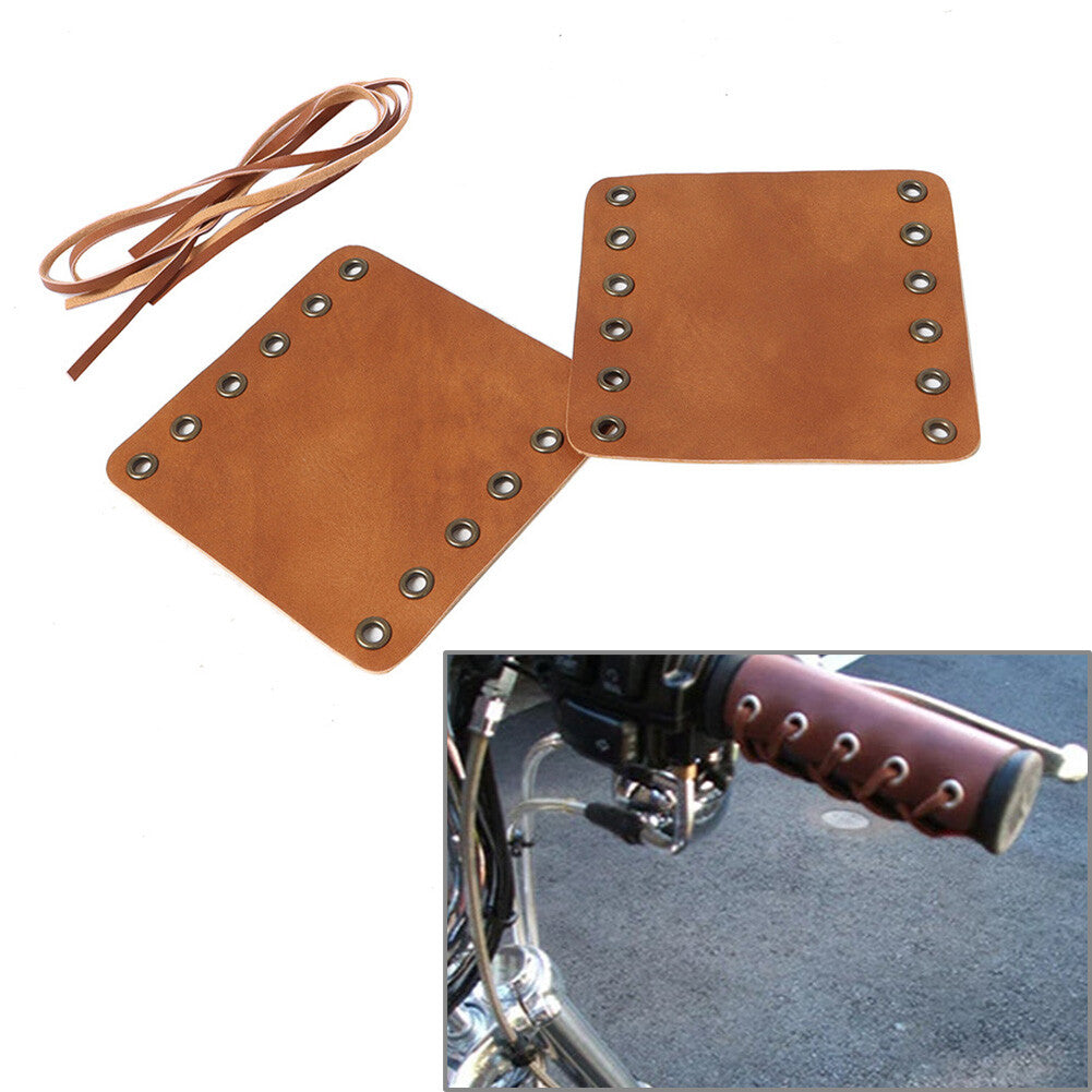 for Harley Cafe Racer Pair 22mm Hand Grips Leather Covers Retro Wraps Protector