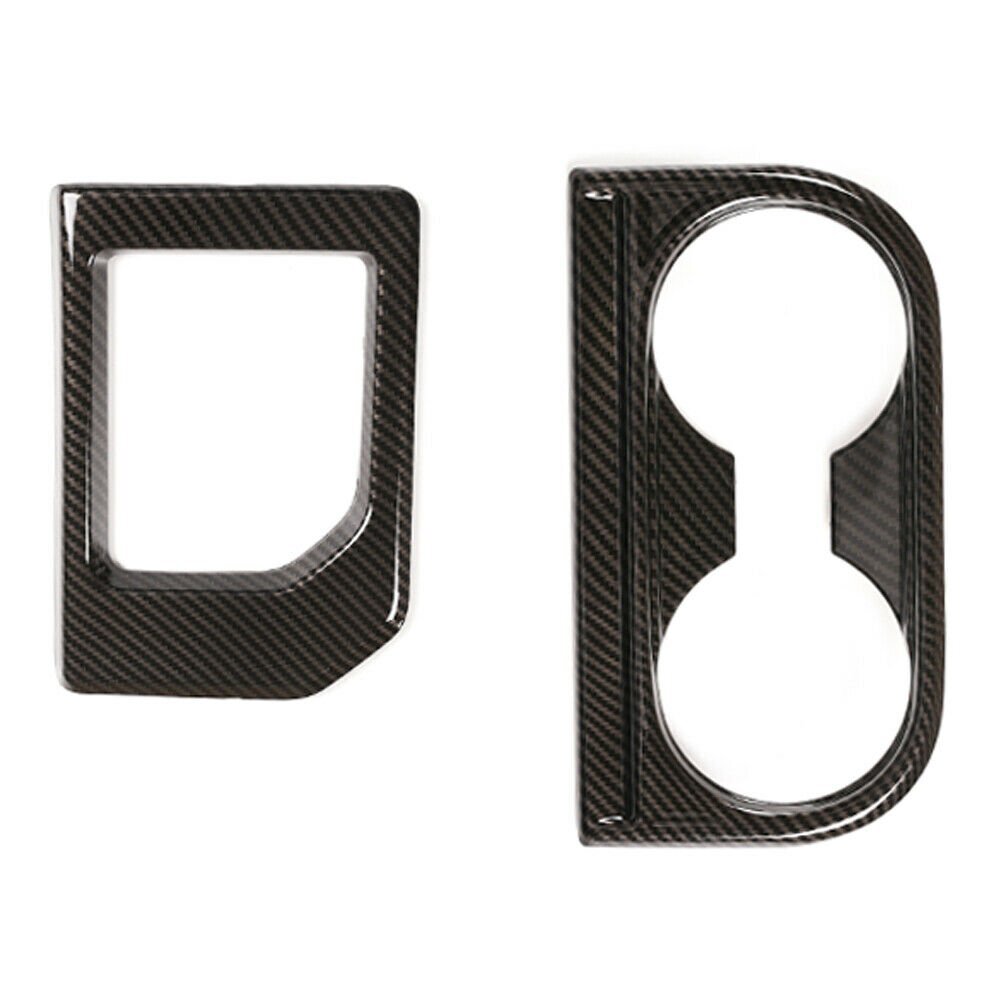 Console Gear Shift Water Cup Holder Cover For T@yota Tundr@ 2014-2021 ABS Carbon