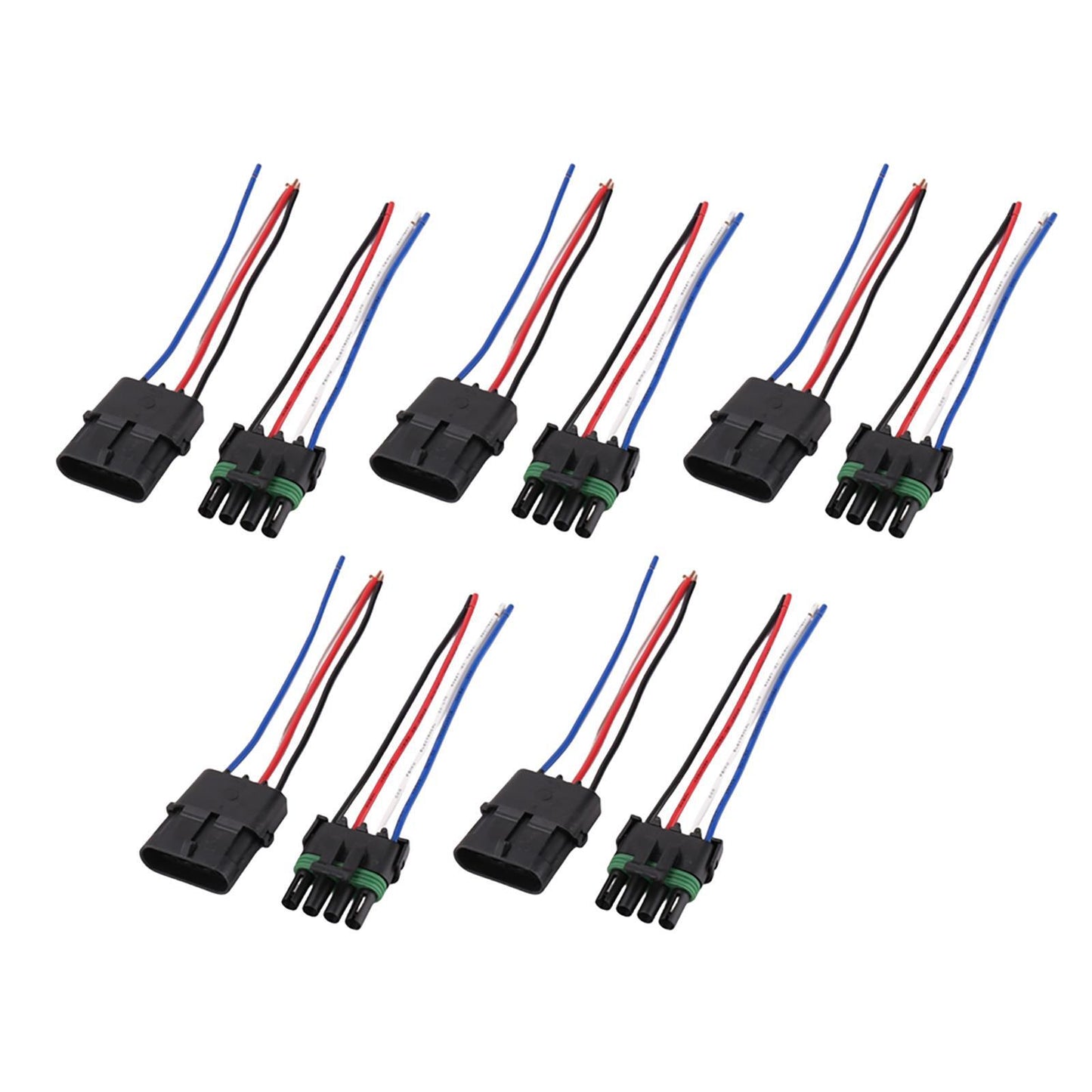 5 Pairs Male Female 14 AWG Assembled Weather Pack 4 Pin Sealed Connector 6 Wire