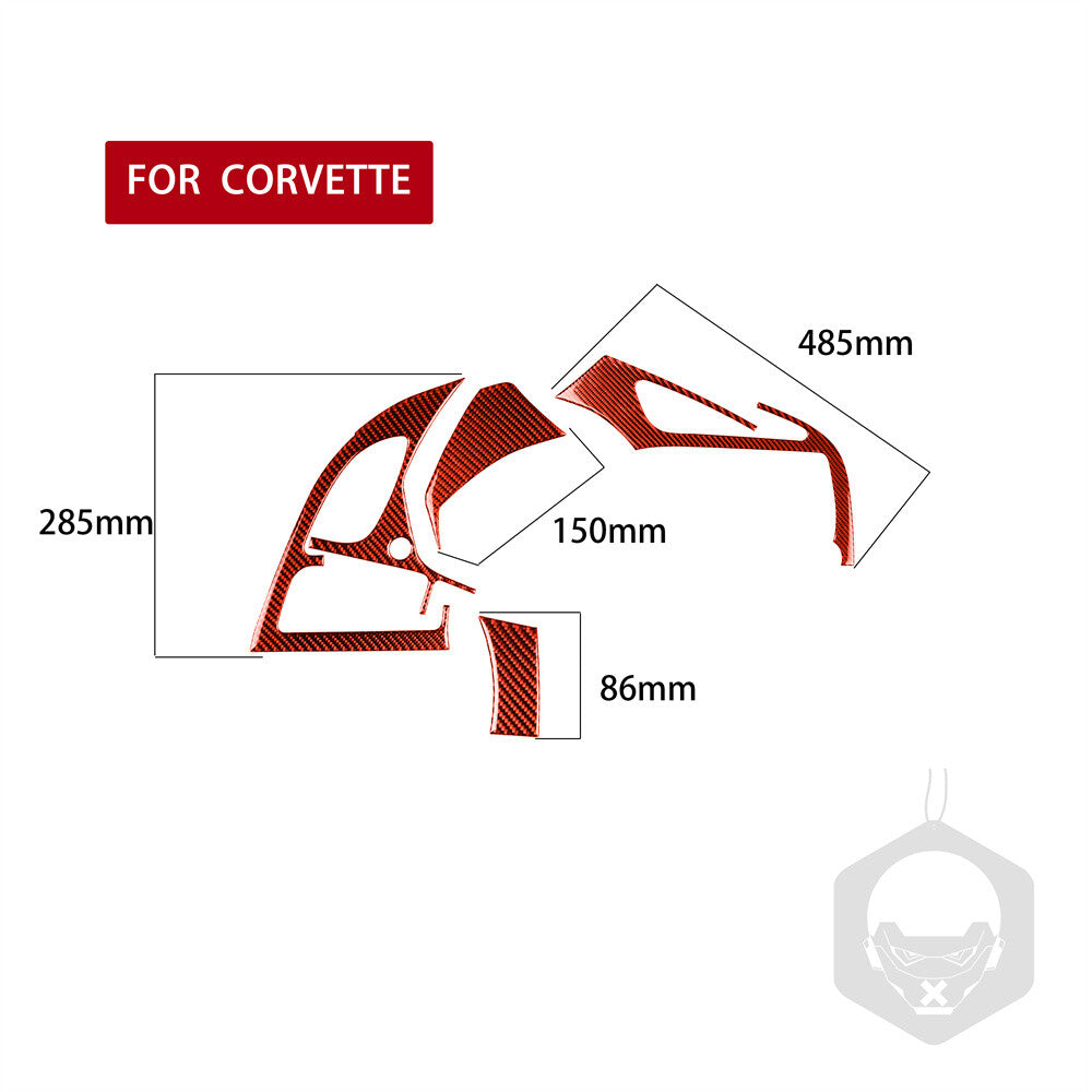 4¡ÁRed Carbon Fiber Dashboard Air Vent Outlet Panel Cover for Corvette C7 2014-19