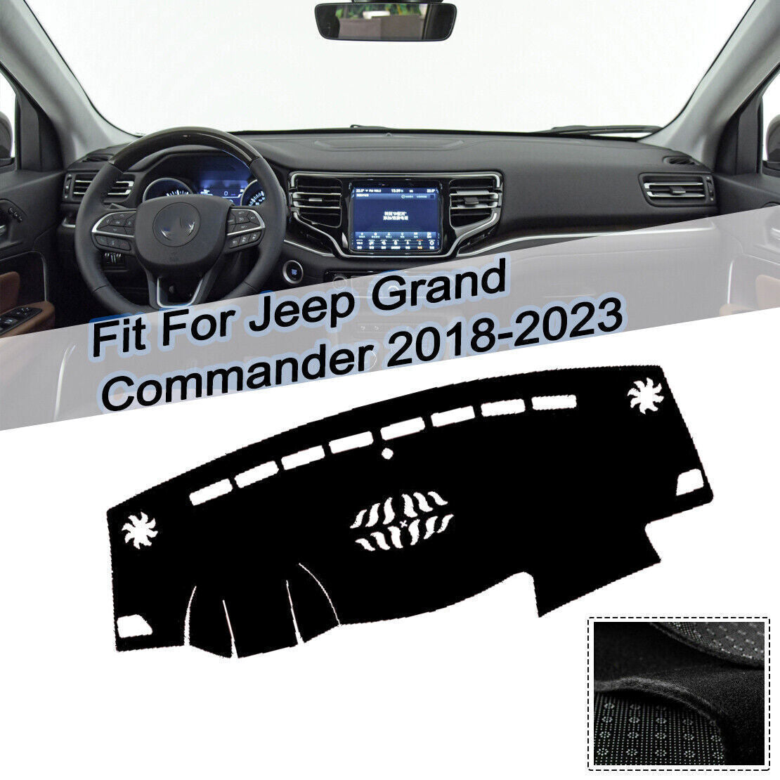 1X Inner Dashboard Dash Mat Non-slip DashMat Sun for Jeep Grand Commander 18-23