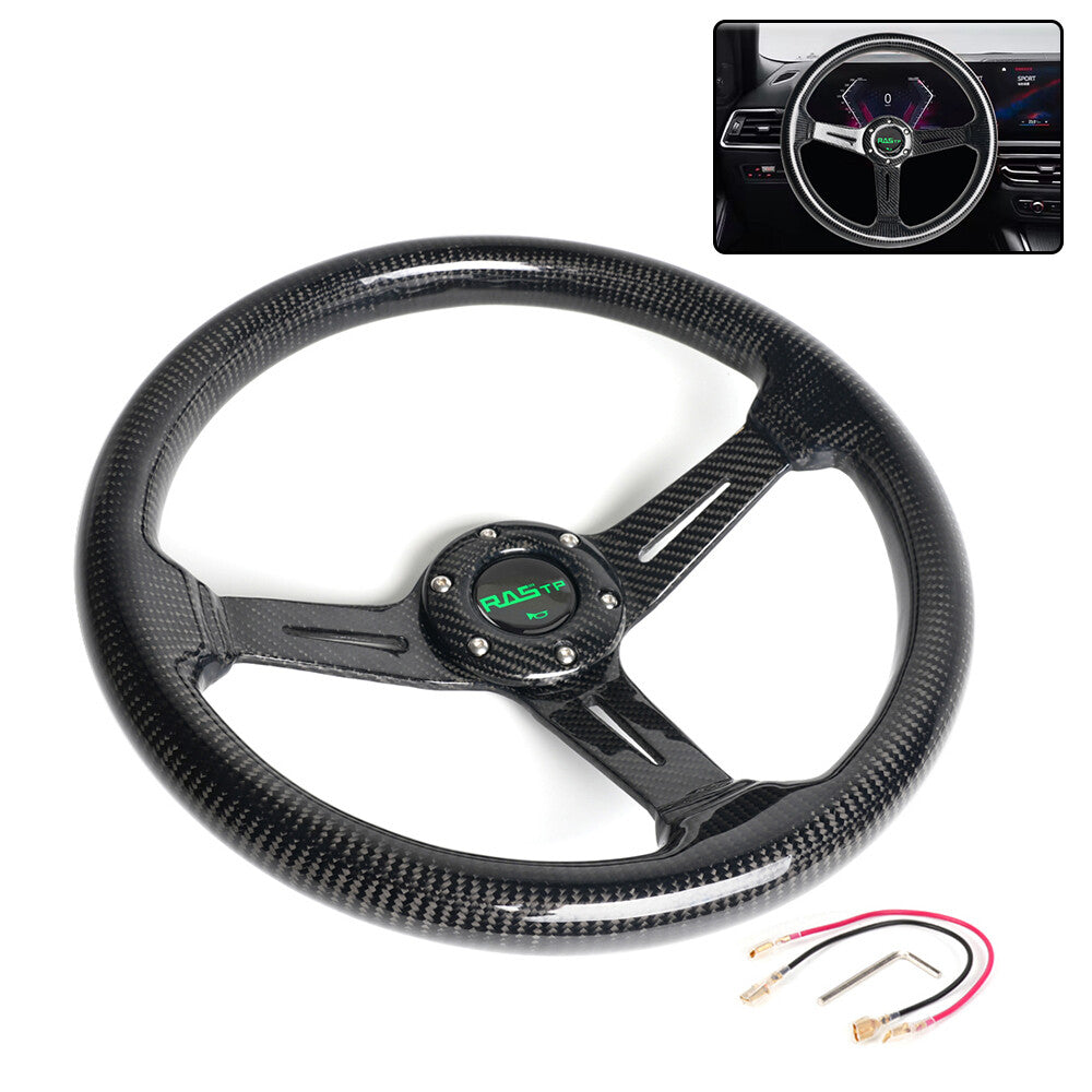 Universal 14inch/345mm Racing Steering Wheel Drifting Deep Dish Carbon Fiber