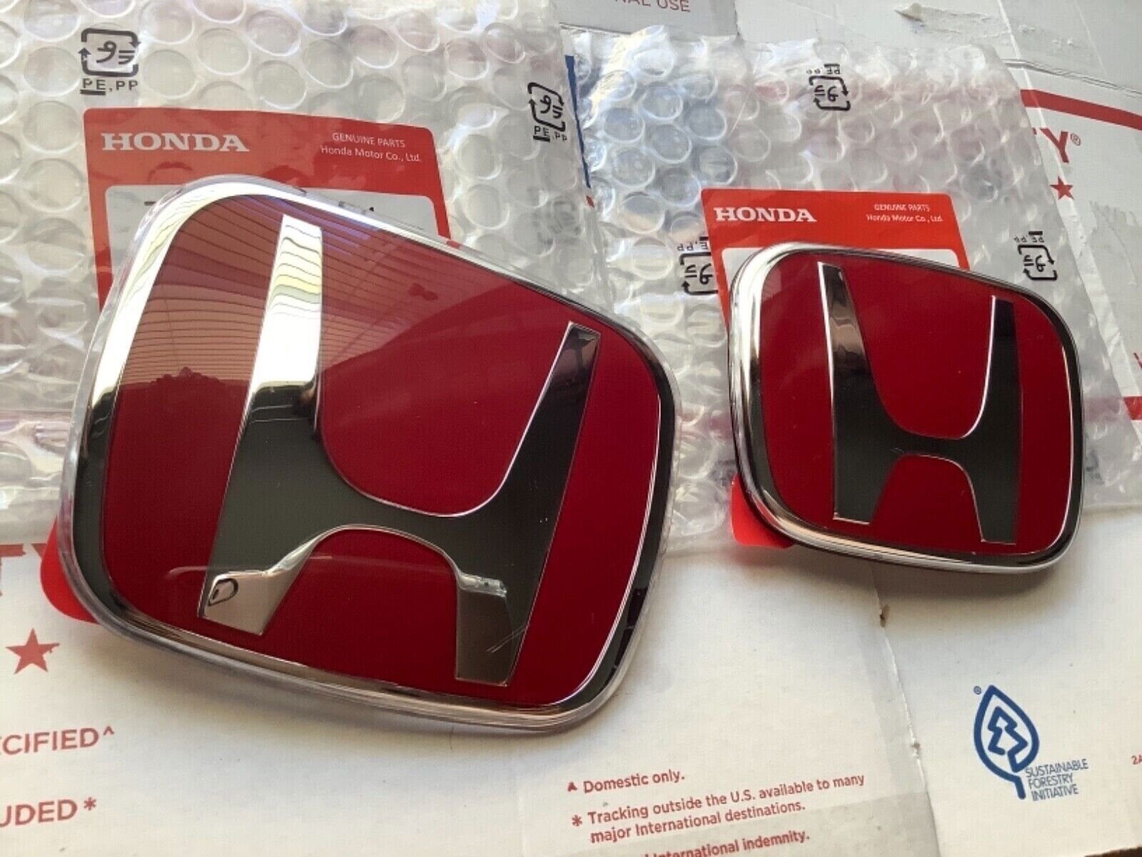 2-Pack Front and Back Badges with Red H Badges Suitable for 2016-2021 for Civic Sedan 4door