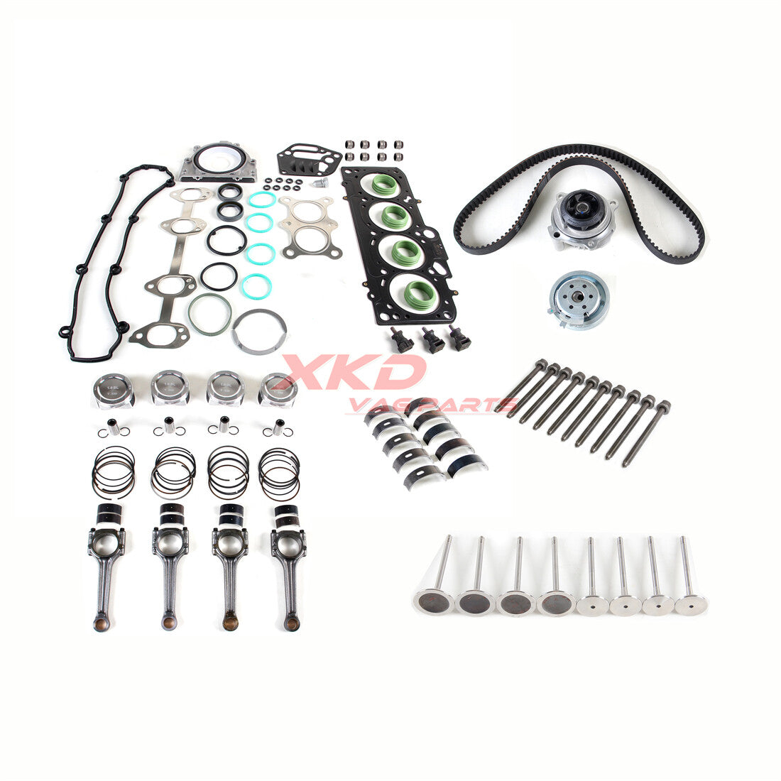 1.6 Piston, Connecting Rod, Valve, and Gasket Reconstruction Kit Suitable for avu BGU BSE BSF CCSA