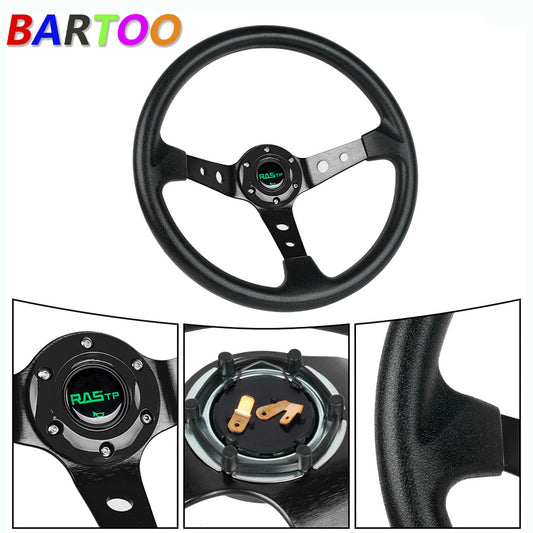14 Universal Racing Steering Wheel Aluminum Drifting Deep Dish Black
