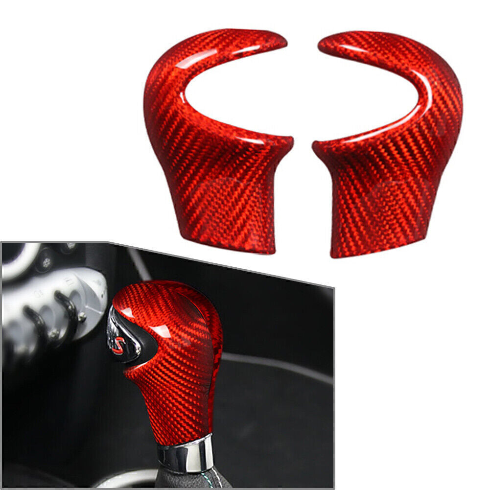 Red Carbon Fiber Gear Shift Knob Cover Trim for Mini Cooper R55 R56 R60 R57 R58